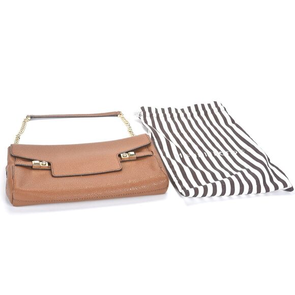 Henri Bendel Handbags - Henri Bendel Brown Pebbled Leather Flap Purse Magnetic Flap Closure